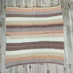 Crocheted Throw or Baby Blanket Handmade Nuetral Minimalist Yarn Colors So Soft